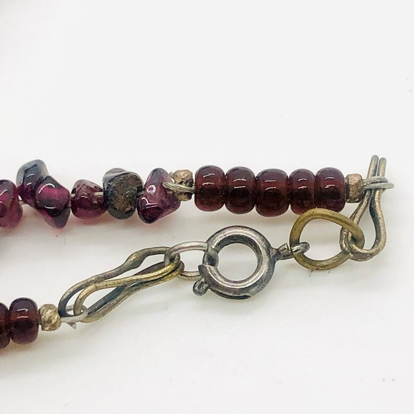 Vintage Deco Garnet Filigree Bead Necklace - Picture 8 of 15